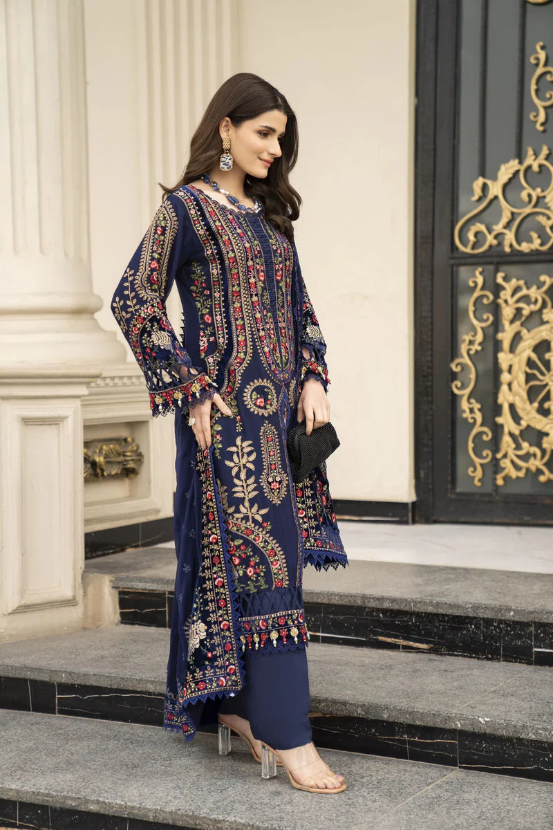 NOOR-E-ARWAH  - 3PC DHANAK EMBROIDERED SHIRT DHANAK HEAVY EMBROIDERED DUPATTA DUPATTA AND TROUSER - Image 4