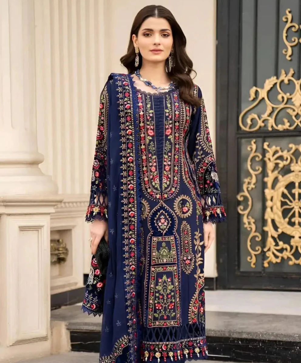 NOOR-E-ARWAH  - 3PC DHANAK EMBROIDERED SHIRT DHANAK HEAVY EMBROIDERED DUPATTA DUPATTA AND TROUSER - Image 5