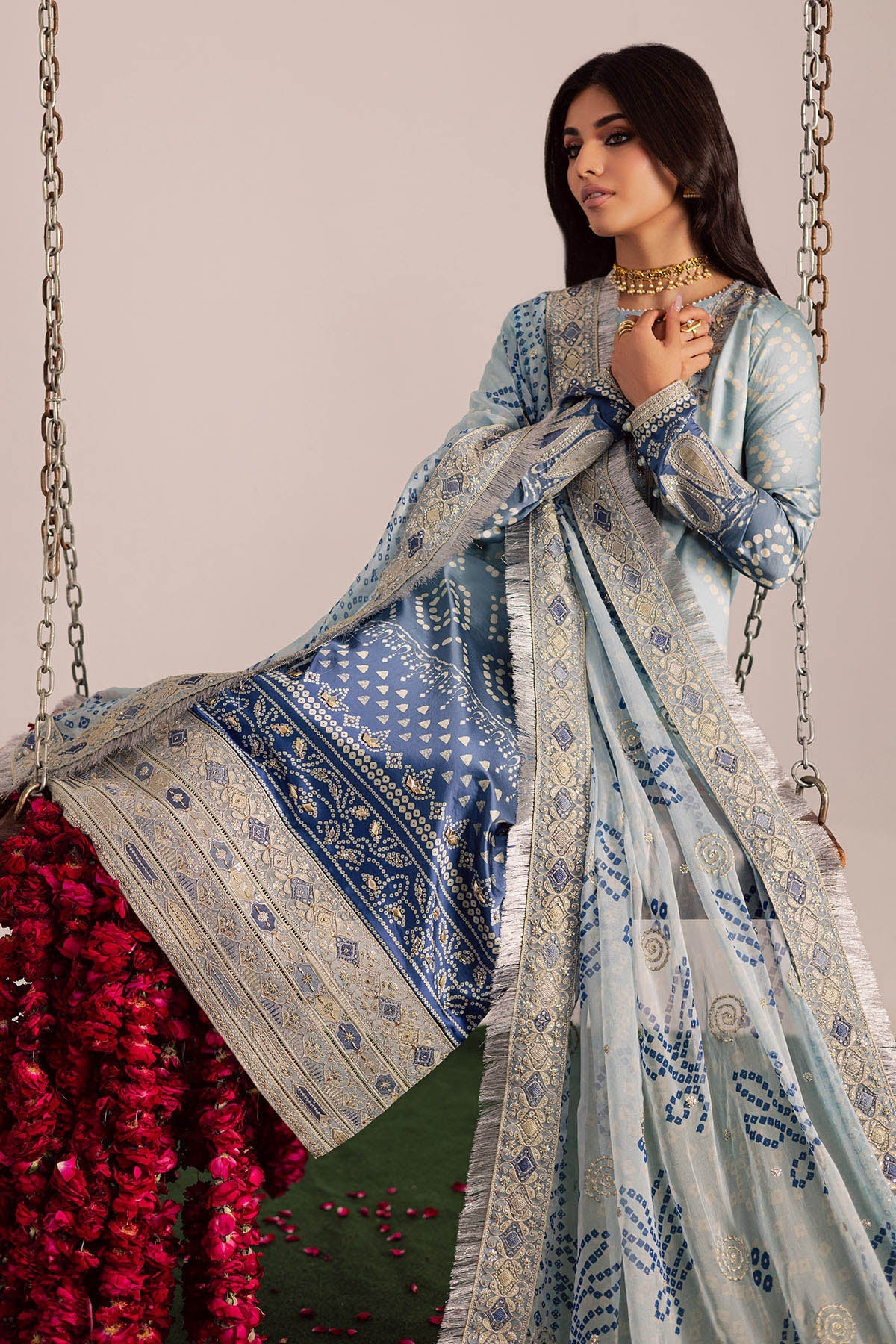 NUREH - 3PC LAWN EMBROIDERED SHIRT WITH MANAAR PRINTED DUPATTA AND TROUSER - NP-698 - Image 5