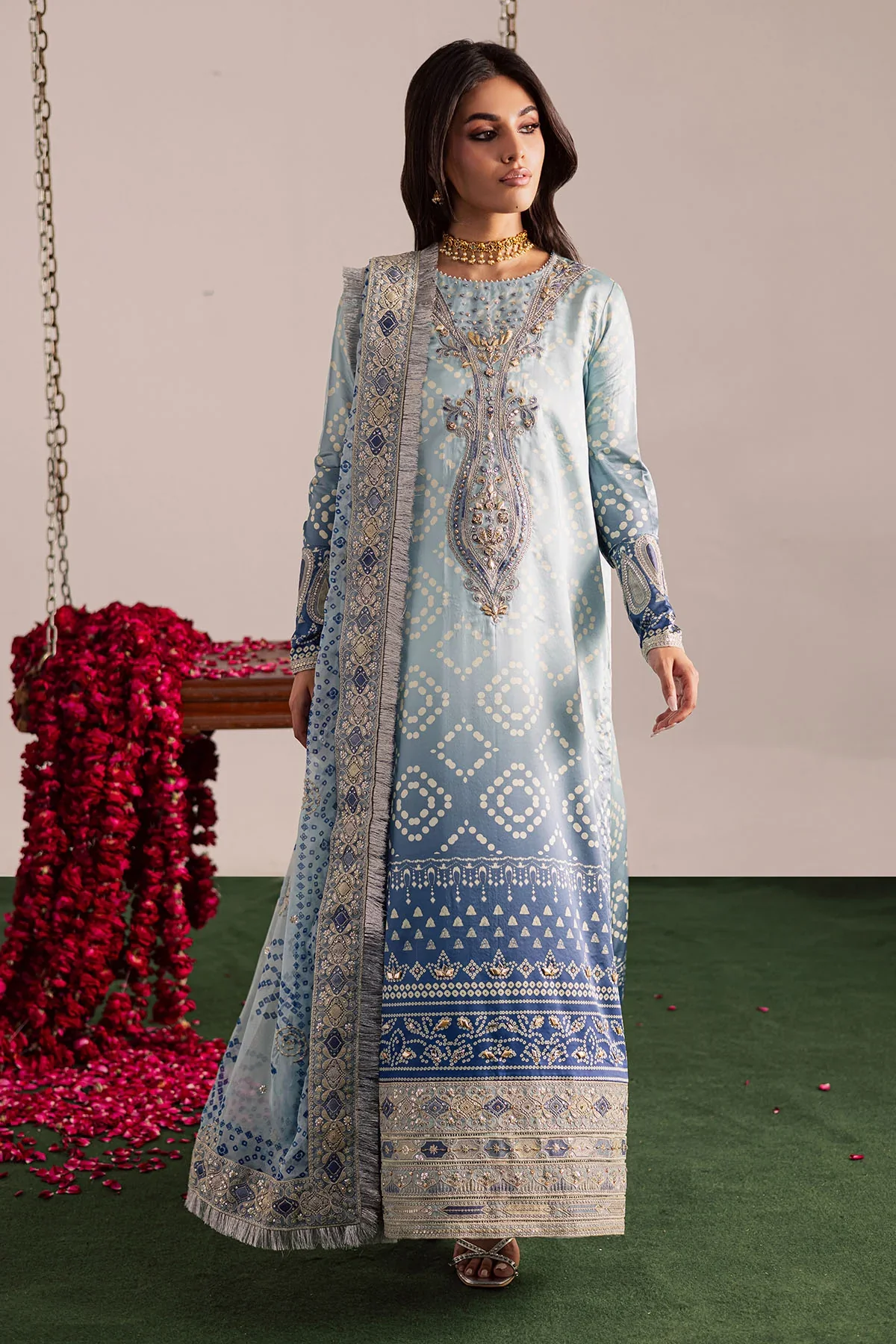 NUREH - 3PC LAWN EMBROIDERED SHIRT WITH MANAAR PRINTED DUPATTA AND TROUSER - NP-698 - Image 6