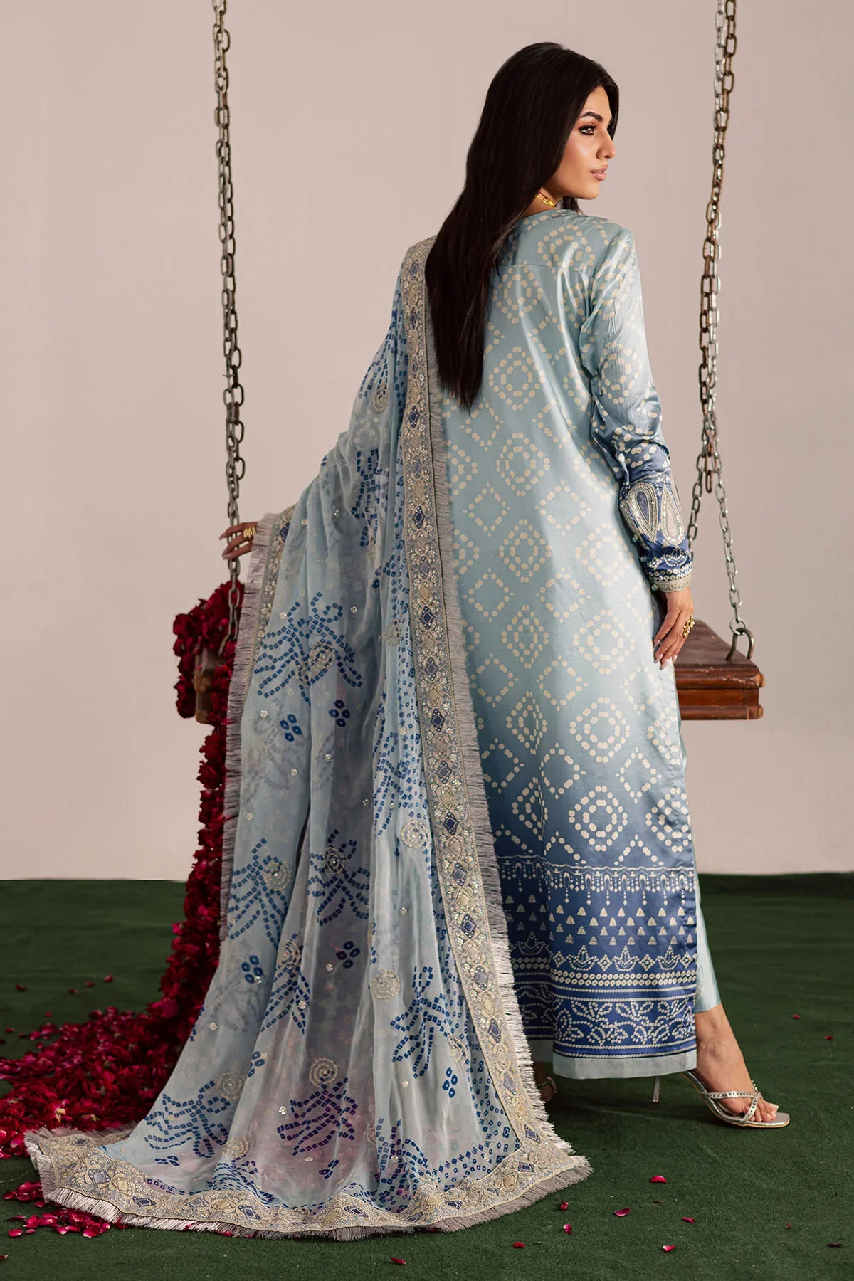 NUREH - 3PC LAWN EMBROIDERED SHIRT WITH MANAAR PRINTED DUPATTA AND TROUSER - NP-698 - Image 7