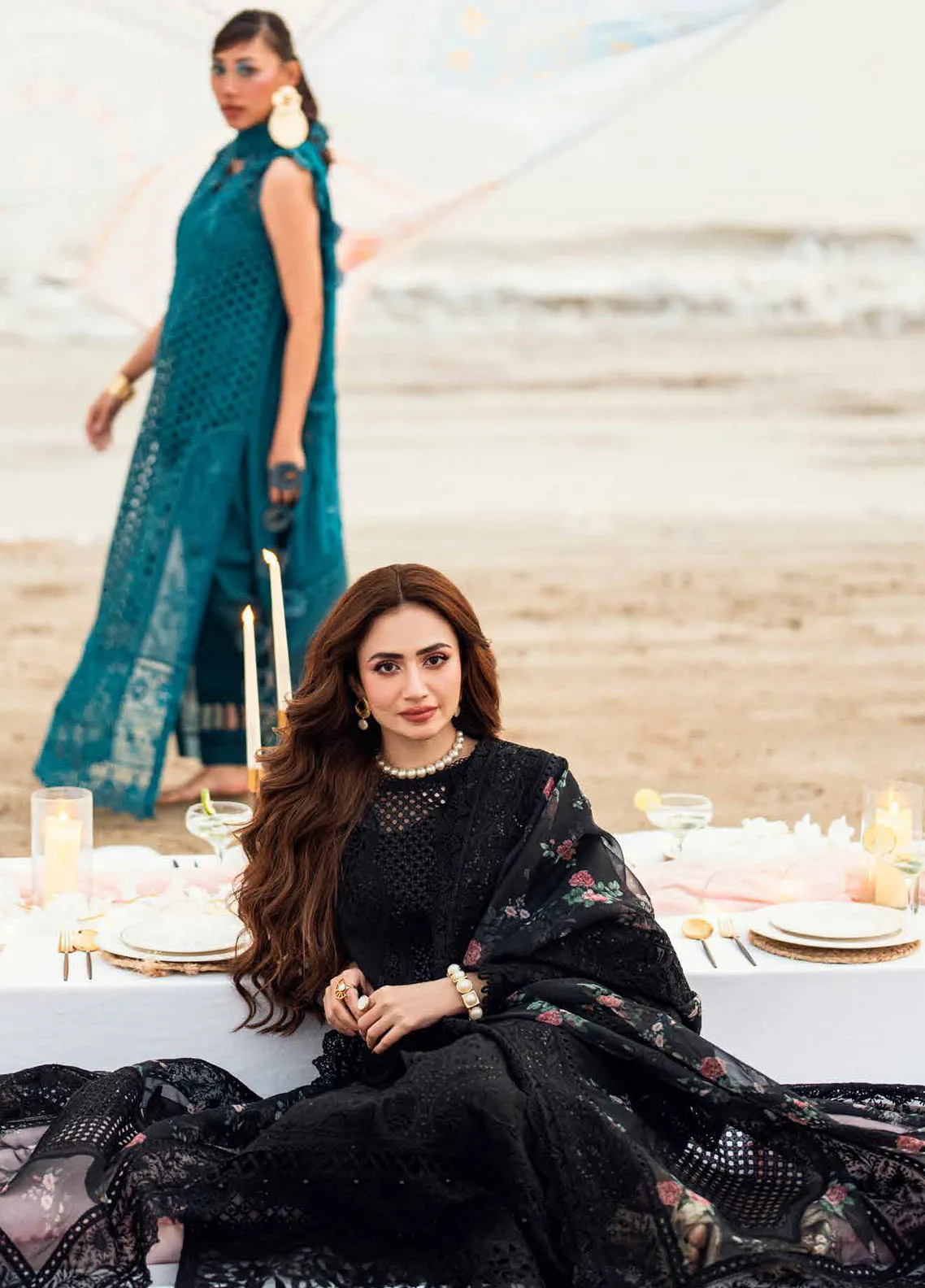NUREH - 3PC LAWN EMBROIDERED SHIRT WITH ORGANZA CUTWORK EMBROIDERED DUPATTA AND TROUSER -NU25KE - Image 5