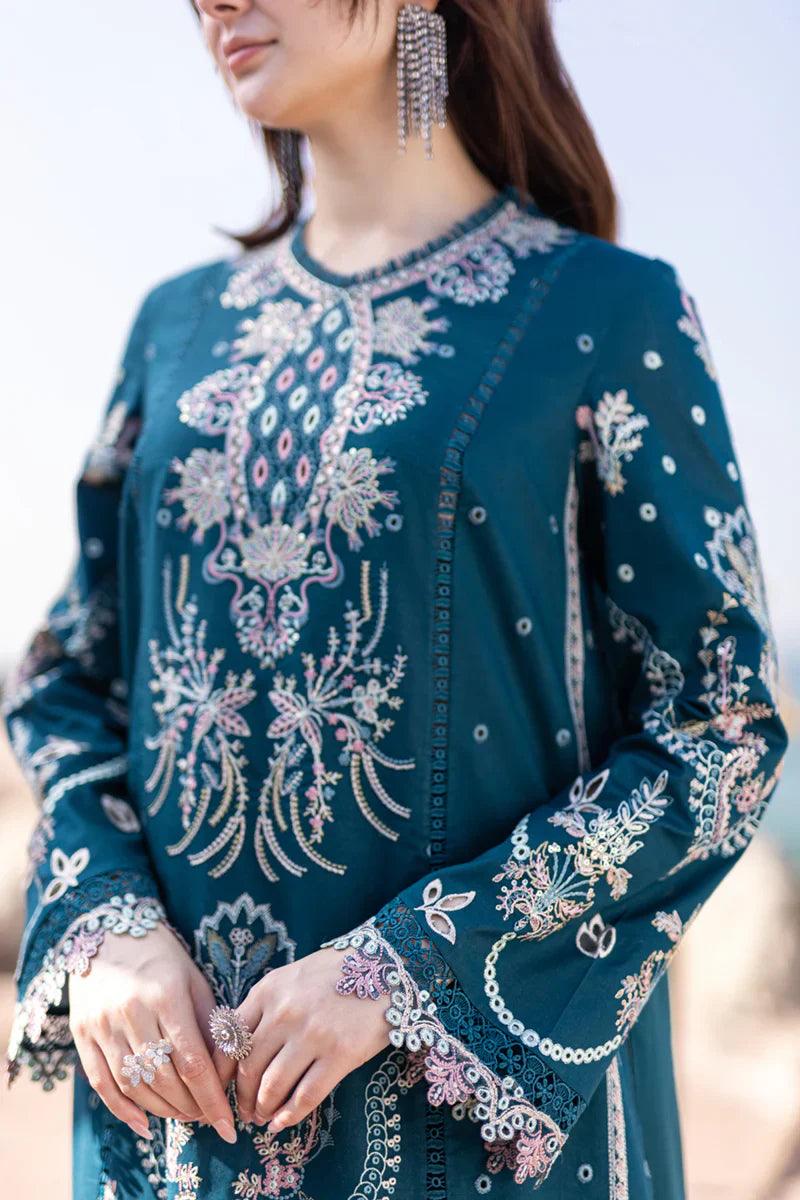 QALAMKAR - 3PC LAWN EMBROIDERED SHIRT WITH EMBROIDERED DHANAK DUPATTA AND TROUSER - KPR1742 - Image 3