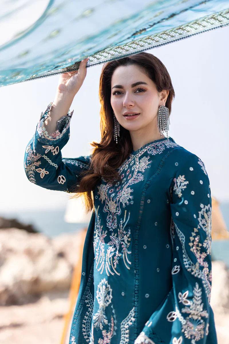 QALAMKAR - 3PC LAWN EMBROIDERED SHIRT WITH EMBROIDERED DHANAK DUPATTA AND TROUSER - KPR1742 - Image 4