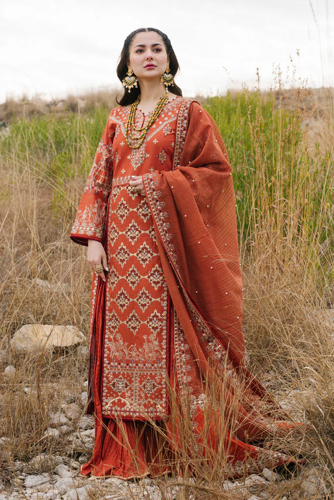 QALAMKAR - 3PC LAWN EMBROIDERED SHIRT WITH EMBROIDERED ORGANZA DUPATTA AND TROUSER - KPR1750
