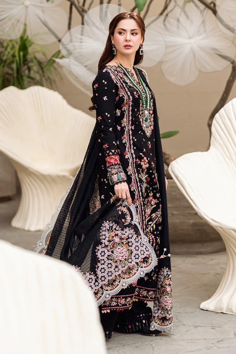 QALAMKAR - 3PC LAWN EMBROIDERED SHIRT WITH JACQUARD WEAVED EMBROIDERED DUPATTA AND COTTON TROUSER - KPR-FK-15 HANNAH - Image 2