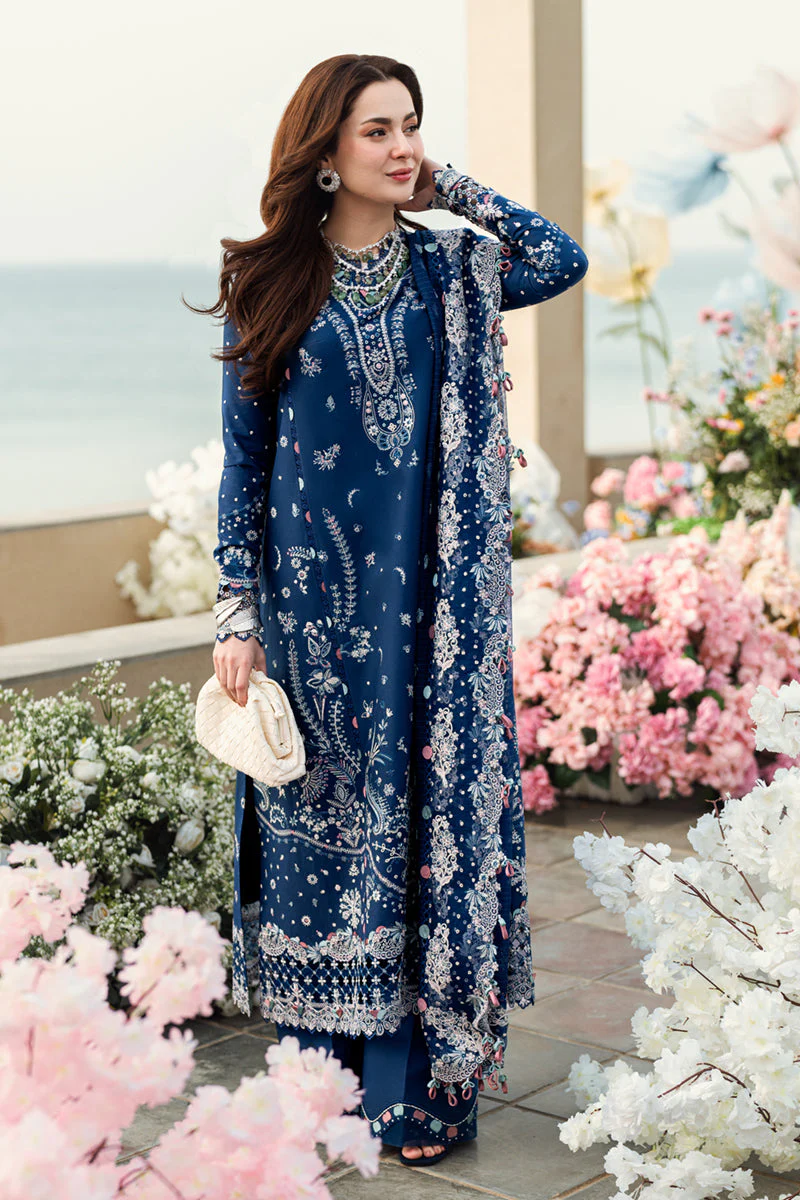 QALAMKAR - 3PC LAWN EMBROIDERED SHIRT WITH LAWN EMBROIDERED DUPATTA AND LAWN TROUSER - KPR-FK-05 AURORA