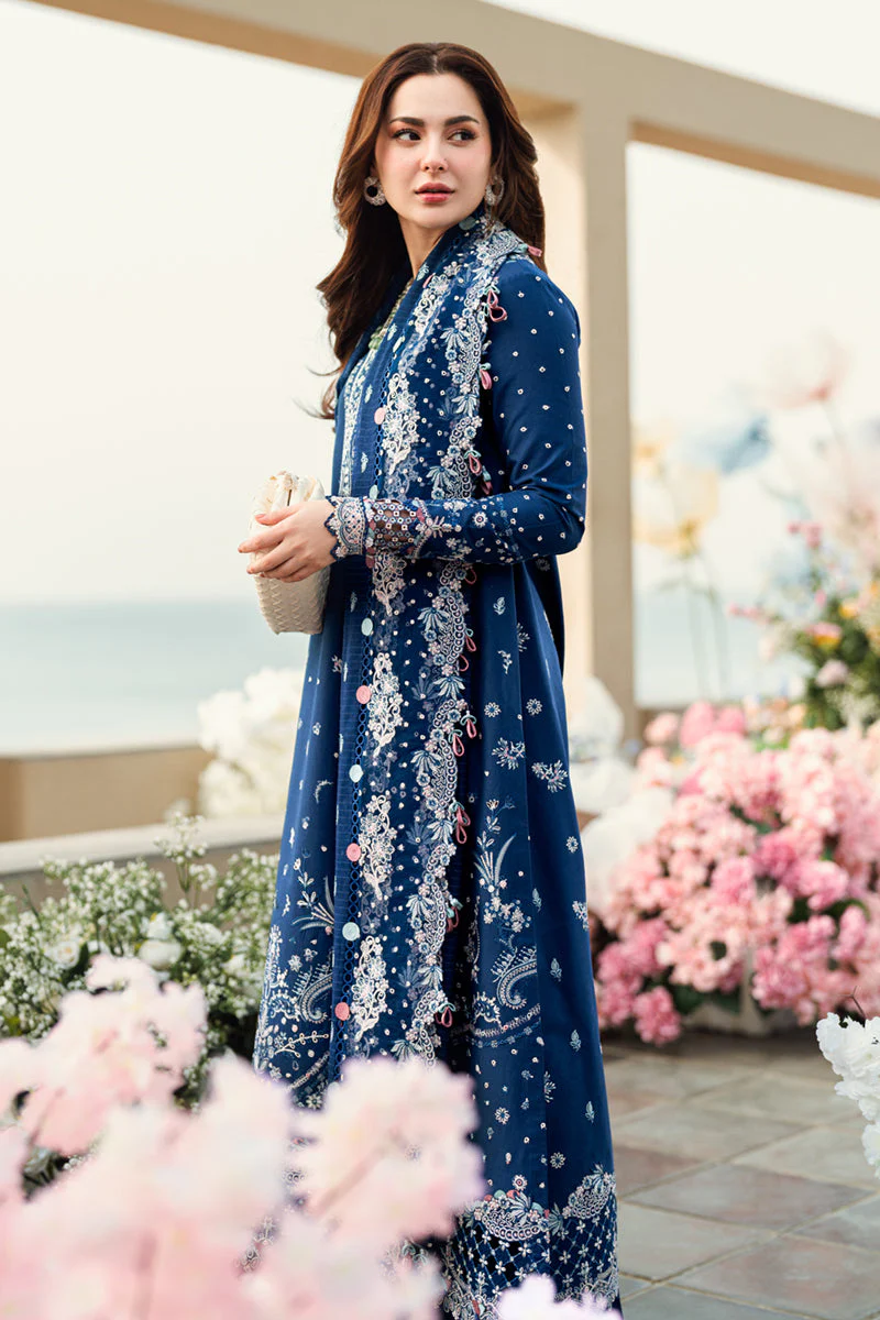 QALAMKAR - 3PC LAWN EMBROIDERED SHIRT WITH LAWN EMBROIDERED DUPATTA AND LAWN TROUSER - KPR-FK-05 AURORA - Image 10