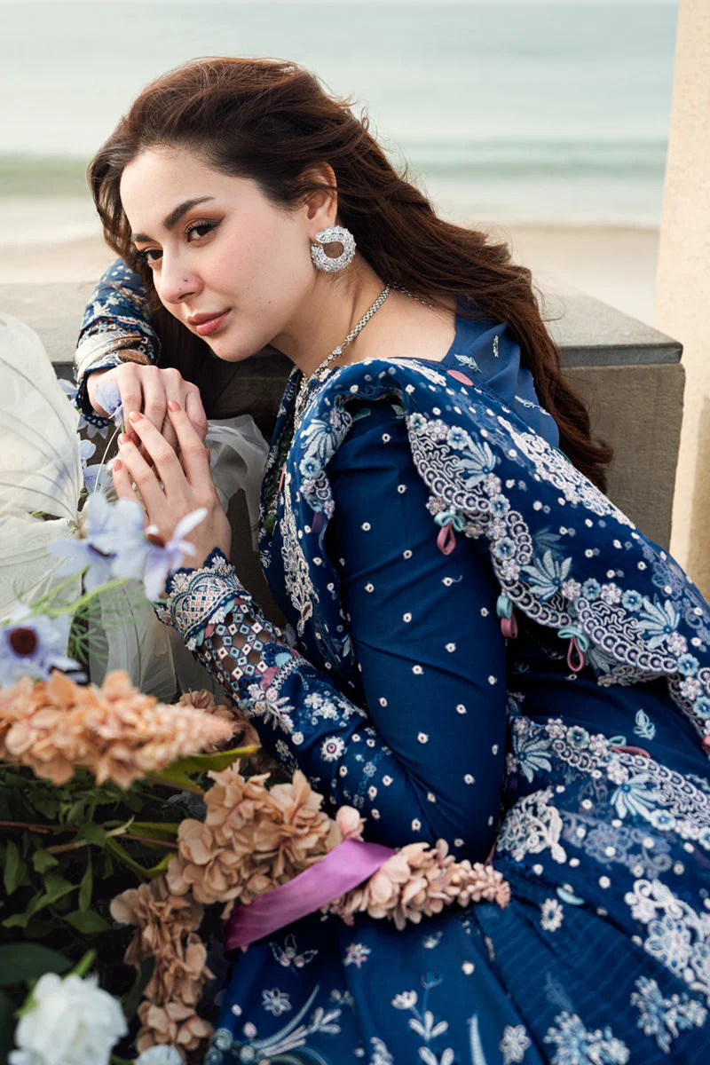 QALAMKAR - 3PC LAWN EMBROIDERED SHIRT WITH LAWN EMBROIDERED DUPATTA AND LAWN TROUSER - KPR-FK-05 AURORA - Image 5