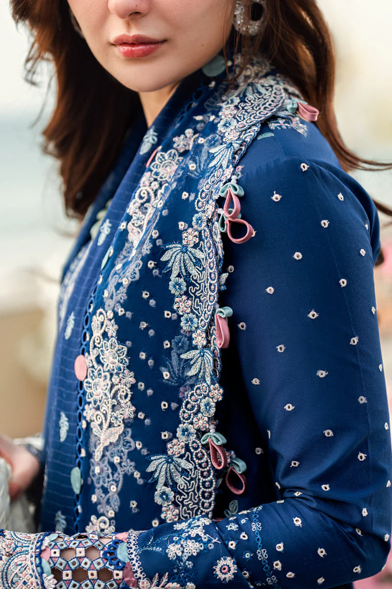 QALAMKAR - 3PC LAWN EMBROIDERED SHIRT WITH LAWN EMBROIDERED DUPATTA AND LAWN TROUSER - KPR-FK-05 AURORA - Image 9