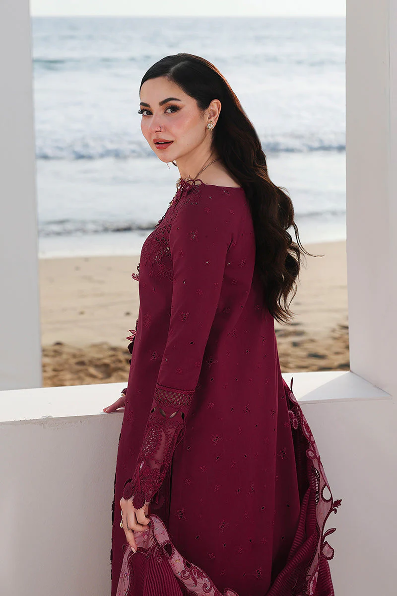QALAMKAR - 3PC LAWN EMBROIDERED SHIRT WITH JACQUARD WEAVED EMBROIDERED DUPATTA AND COTTON TROUSER -SA-14 NELAM - Image 2