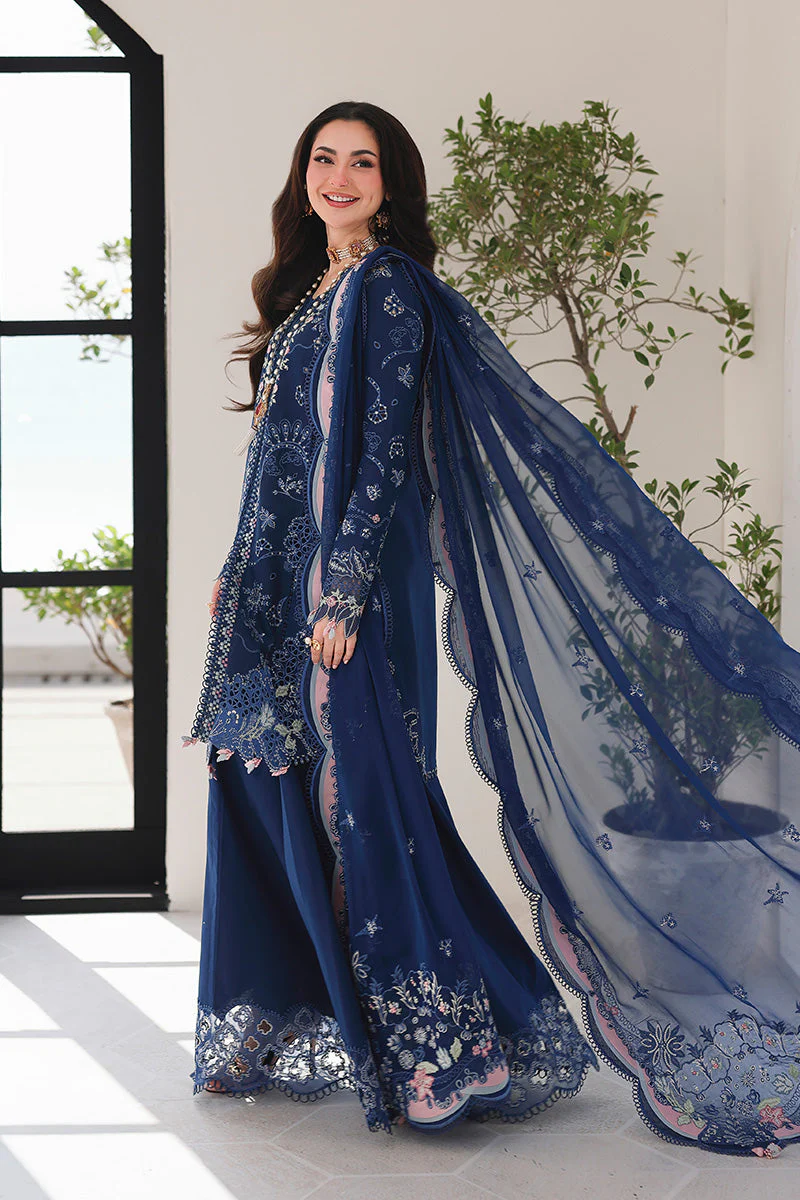 QALAMKAR - 3PC LAWN EMBROIDERED SHIRT WITH JACQUARD WEAVED EMBROIDERED DUPATTA AND COTTON TROUSER -SA-16 ESMA - Image 2