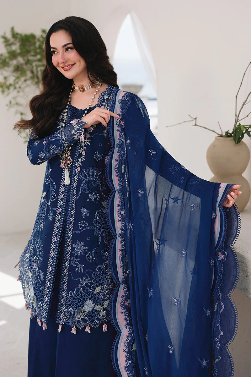 QALAMKAR - 3PC LAWN EMBROIDERED SHIRT WITH JACQUARD WEAVED EMBROIDERED DUPATTA AND COTTON TROUSER -SA-16 ESMA - Image 6