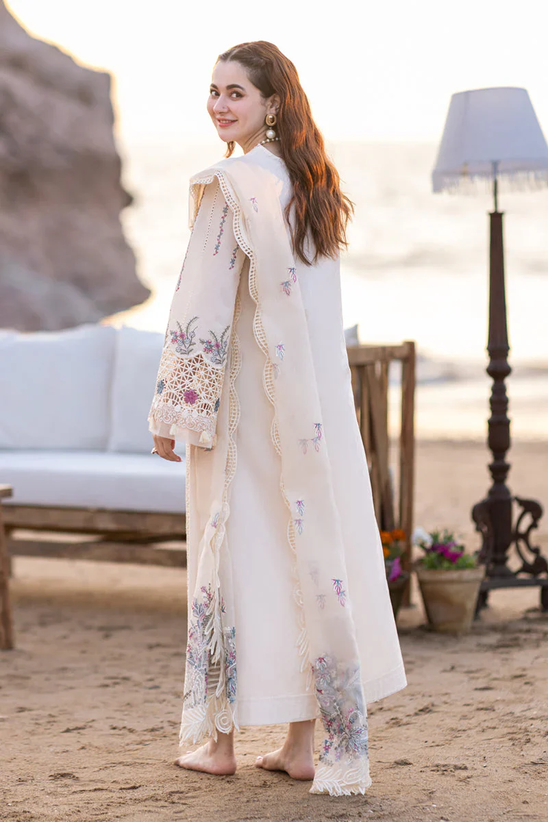 QALAMKAR - 3PC LAWN EMBROIDERED SHIRT WITH ORGANZA CUTWORK EMBROIDERED DUPATTA AND TROUSER - HZG1626 - Image 5