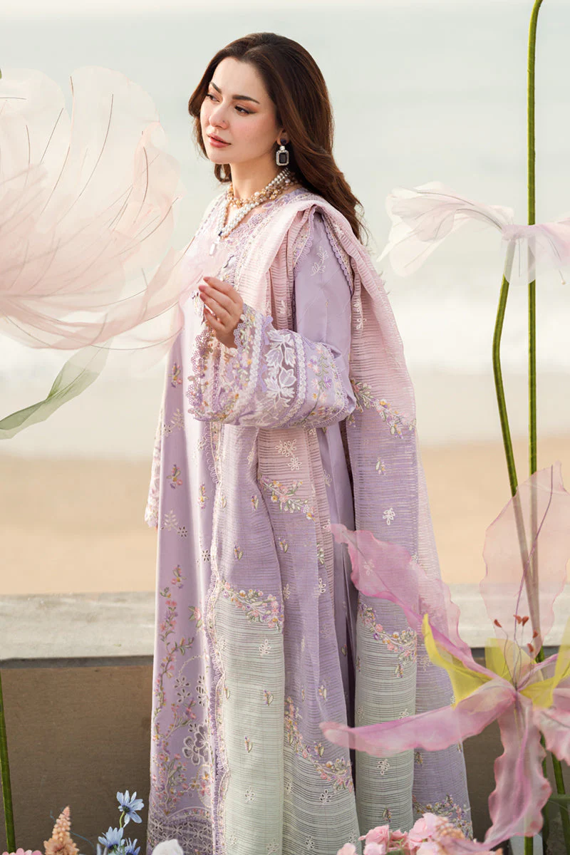 QALAMKAR - 3PC LAWN EMBROIDERED SHIRT WITH JACQUARD WEAVED EMBROIDERED DUPATTA AND COTTON TROUSER - KPR-09 EVELYN - Image 2
