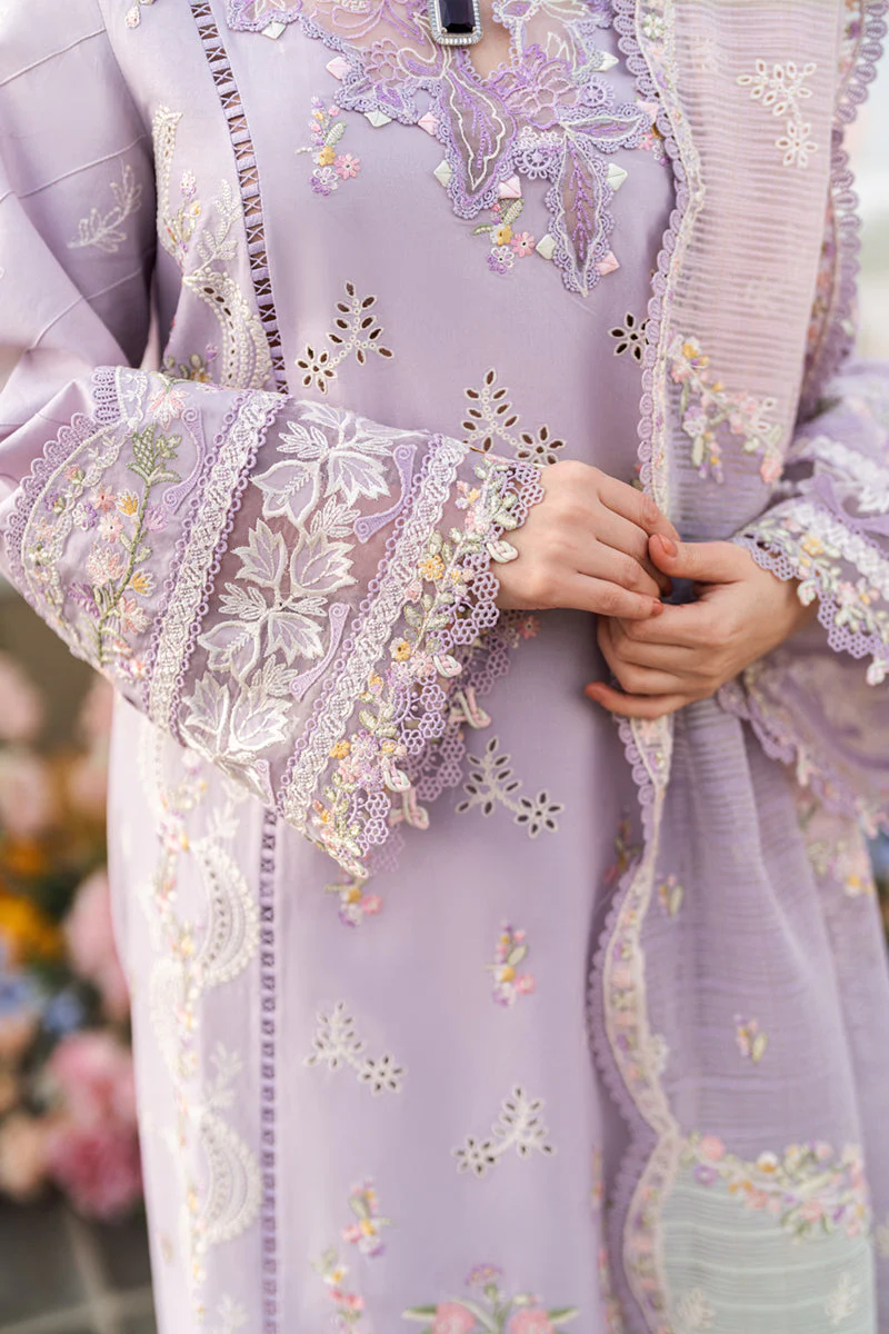 QALAMKAR - 3PC LAWN EMBROIDERED SHIRT WITH JACQUARD WEAVED EMBROIDERED DUPATTA AND COTTON TROUSER - KPR-09 EVELYN - Image 5