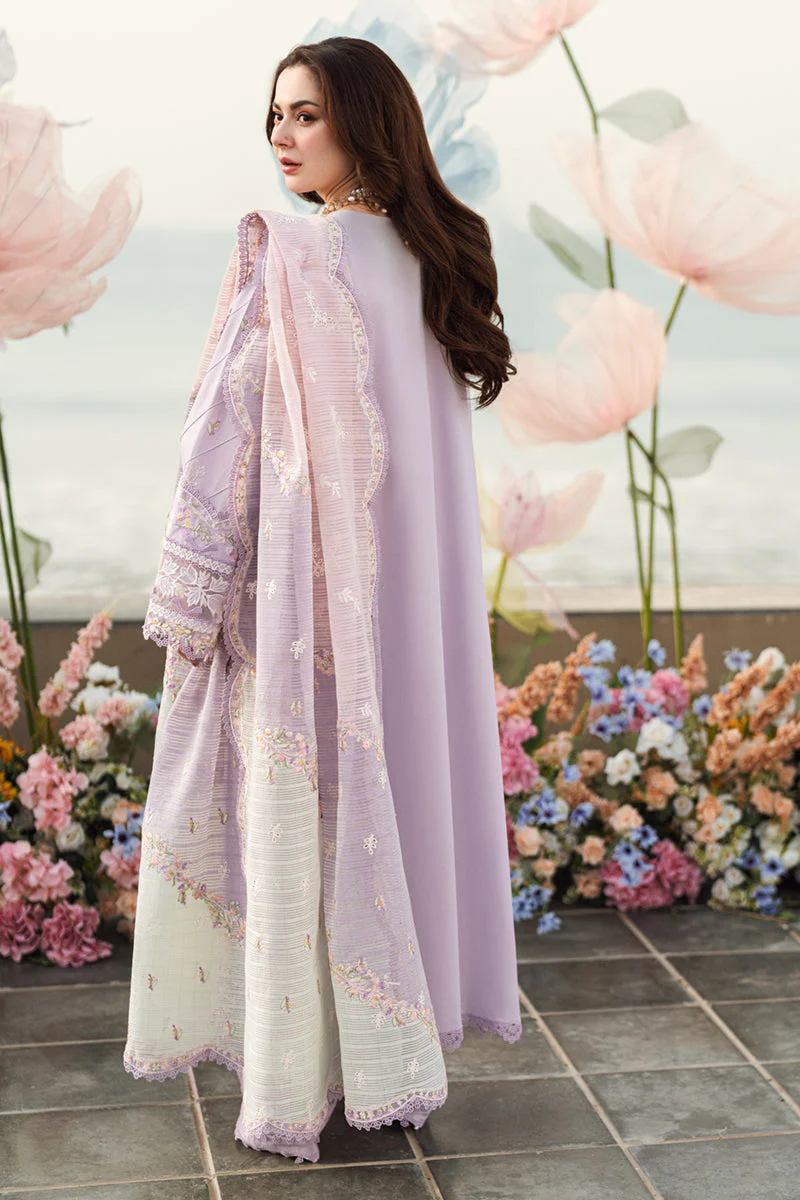 QALAMKAR - 3PC LAWN EMBROIDERED SHIRT WITH JACQUARD WEAVED EMBROIDERED DUPATTA AND COTTON TROUSER - KPR-09 EVELYN - Image 7