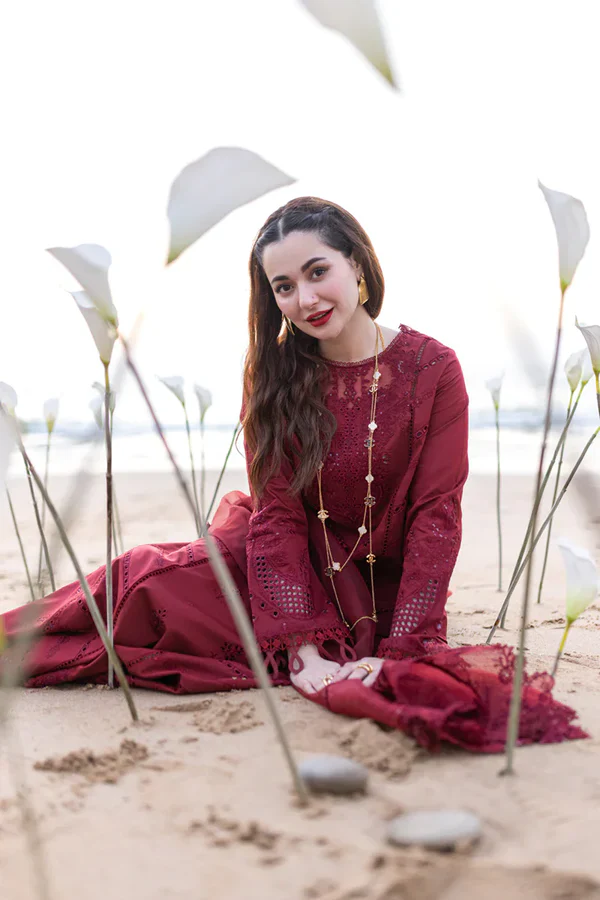 QALAMKAR - 3PC CHIKANKARI LAWN EMBROIDERED SHIRT WITH ORGANZA Embroiderded DUPATTA AND TROUSER - UF-640 - Image 3