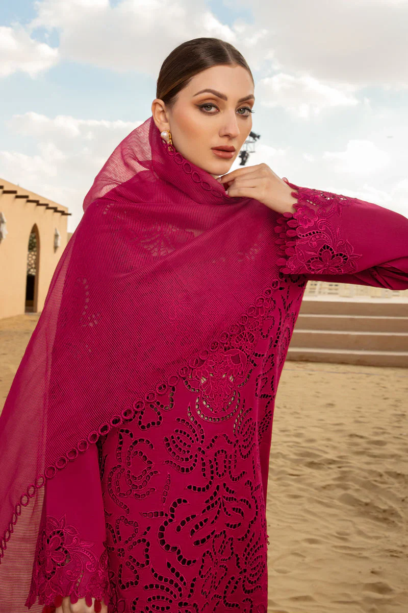 RANG RASIYA - 3PC LAWN CHICKENKARI EMBROIDERED SHIRT WITH EMBROIDERED DUPATTA AND COTTON TROUSER - KPR-SP23 - Image 6