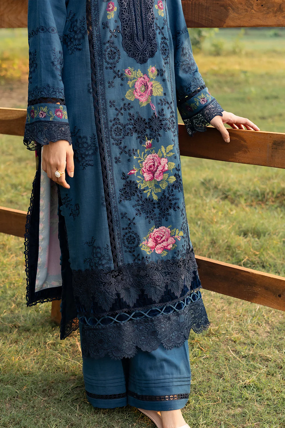 SAIRA RIZWAN - Lawn Unstitched Embroidered Collection with Embroidered Printed Slub Dupatta- DINA-SRW24-04 - Image 2