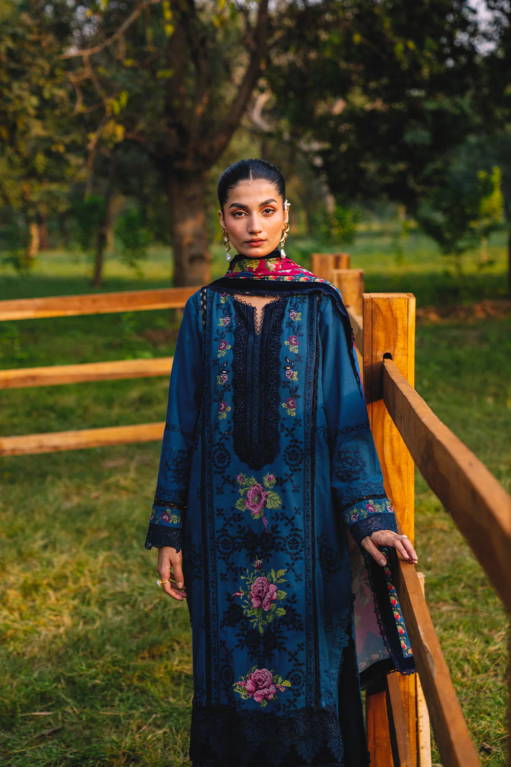 SAIRA RIZWAN - Lawn Unstitched Embroidered Collection with Embroidered Printed Slub Dupatta- DINA-SRW24-04 - Image 4