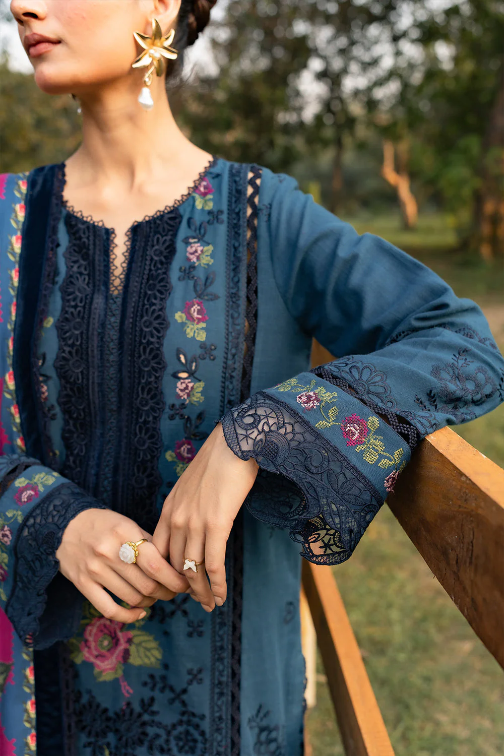 SAIRA RIZWAN - Lawn Unstitched Embroidered Collection with Embroidered Printed Slub Dupatta- DINA-SRW24-04 - Image 5