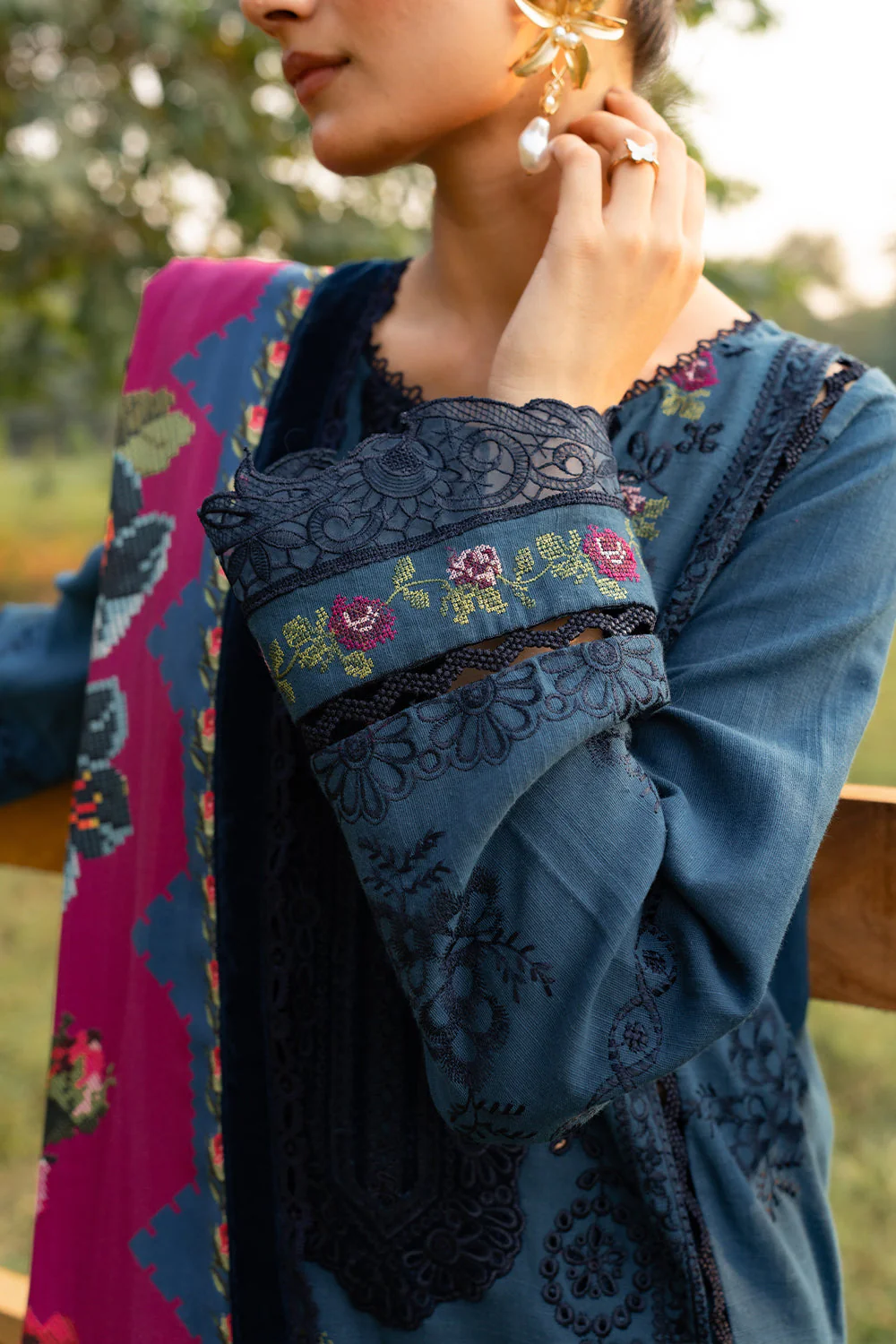 SAIRA RIZWAN - Lawn Unstitched Embroidered Collection with Embroidered Printed Slub Dupatta- DINA-SRW24-04 - Image 6