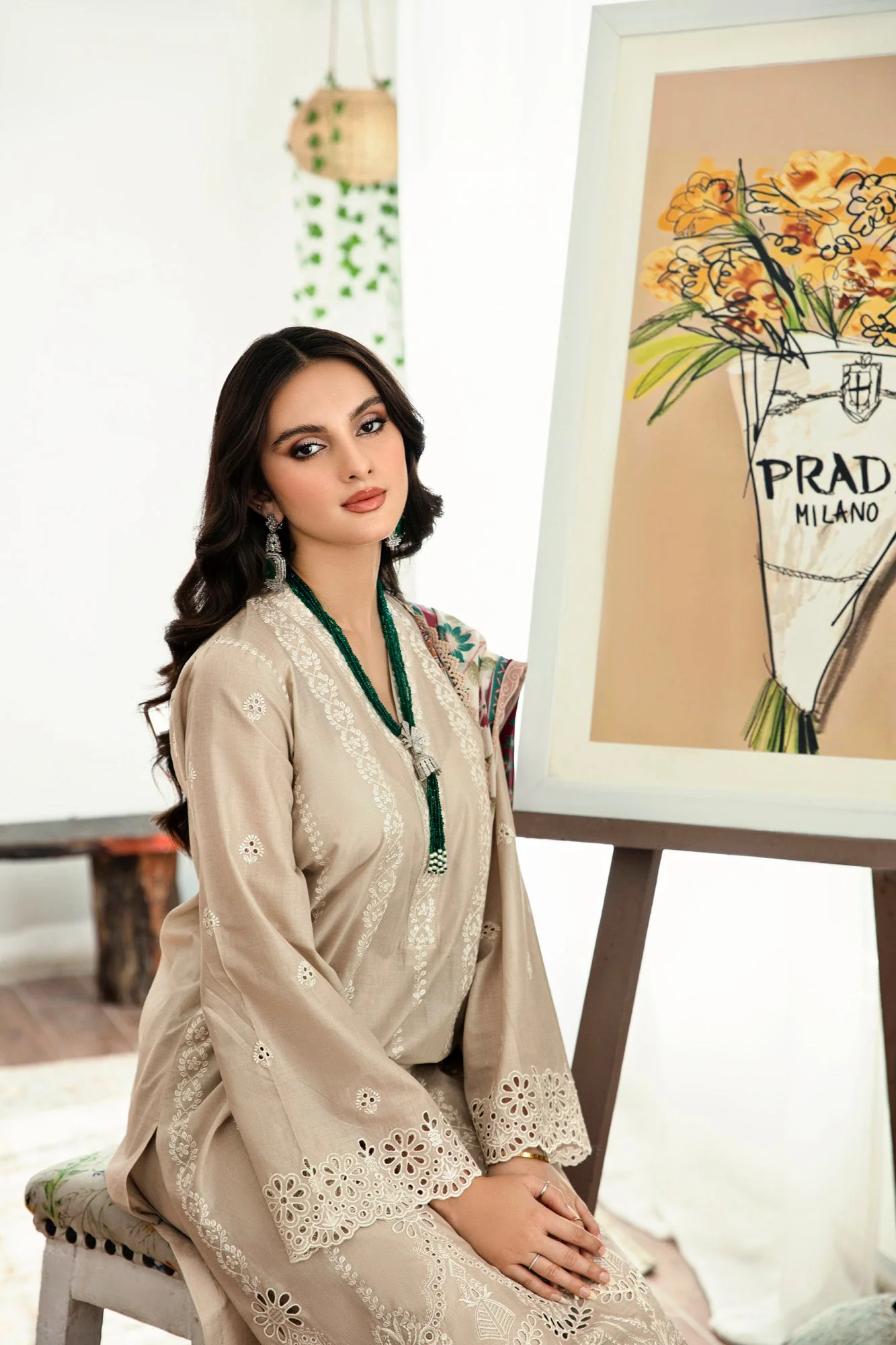 SAYA - 3PC LAWN EMBROIDERED SHIRT WITH PRINTED DUPATTA AND TROUSER - Image 2