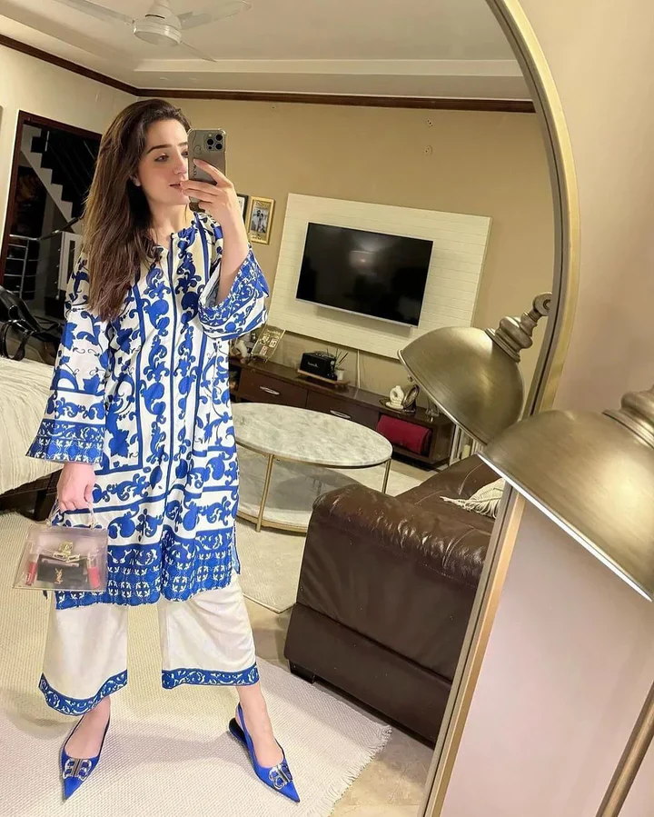 Shamoze Silk - 3 Piece - Digital Print - Blue & White Floral