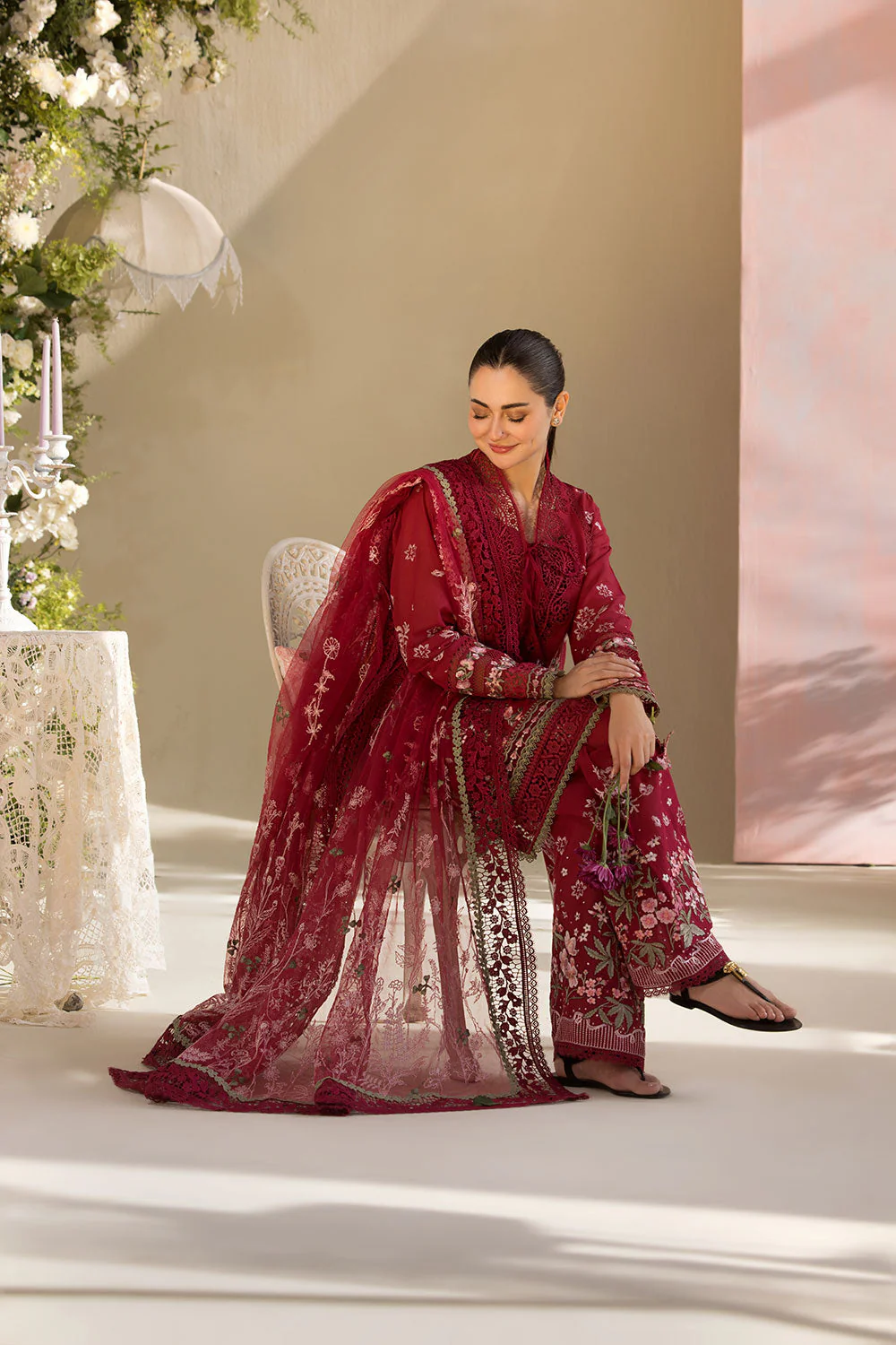 SOBIA NAZIR - Lawn Unstitched Embroidered Collection with Embroidered Honey net Dupatta- KPR30 - Image 7