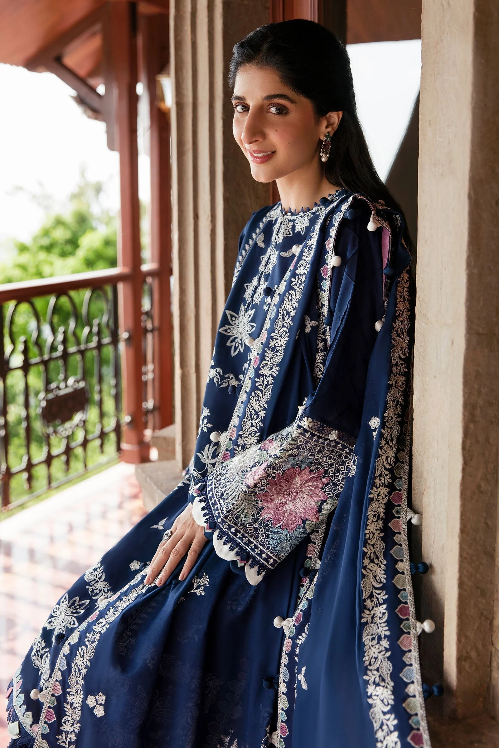 ZAHA - 3PC LAWN EMBROIDERED SHIRT WITH EBROIDERED SHAWL AND TROUSER - KPR1656 - Image 4