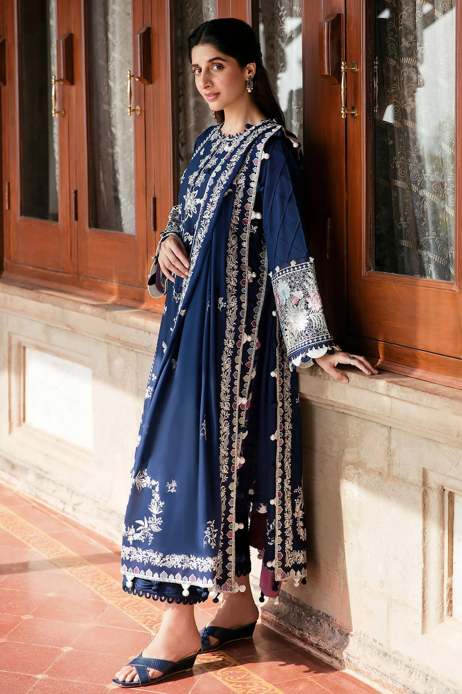 ZAHA - 3PC LAWN EMBROIDERED SHIRT WITH EBROIDERED SHAWL AND TROUSER - KPR1656 - Image 6