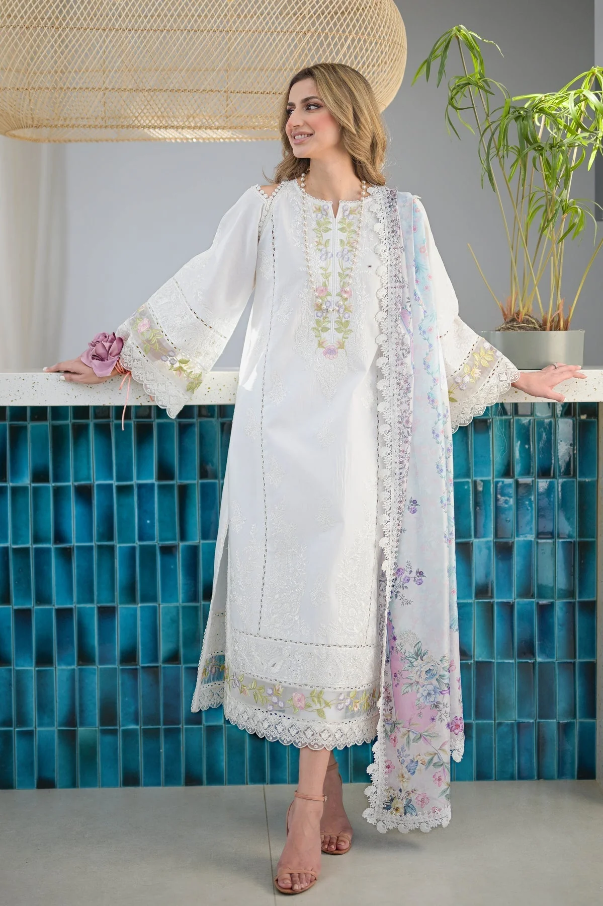 ZAIB - 3PC LAWN EMBROIDERED SHIRT WITH PRINTED DUPATTA AND LAWN TROUSER - KPR32