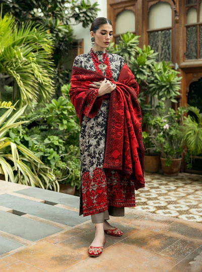 ZAINAB CHOTTANI -3 Piece Unstitched Embroidered Lawn Suit | Zemestan - Image 3