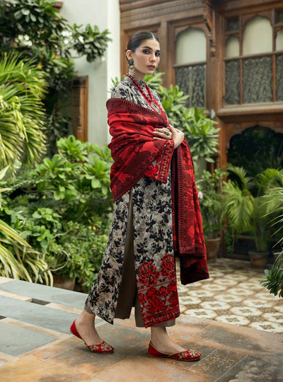 ZAINAB CHOTTANI -3 Piece Unstitched Embroidered Lawn Suit | Zemestan - Image 4