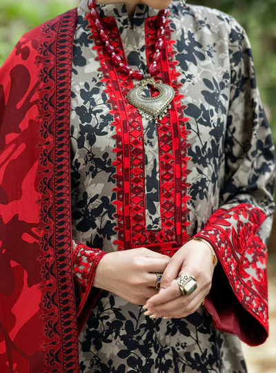 ZAINAB CHOTTANI -3 Piece Unstitched Embroidered Lawn Suit | Zemestan - Image 5