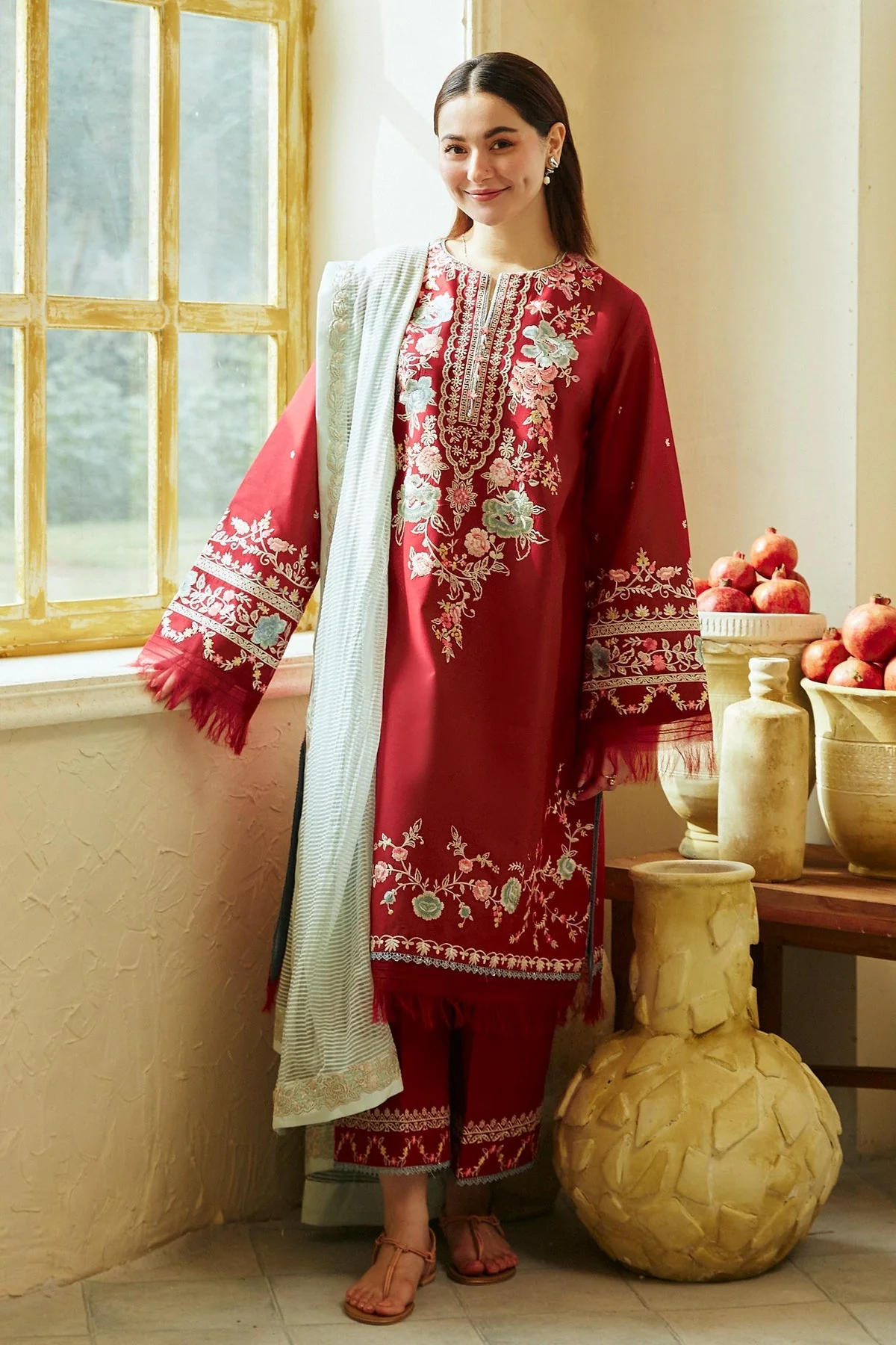 ZARA SHAH JAHAN - 3PC LAWN EMBROIDERED SHIRT WITH EMBROIDERED DUPATTA AND TROUSER - JANAAN