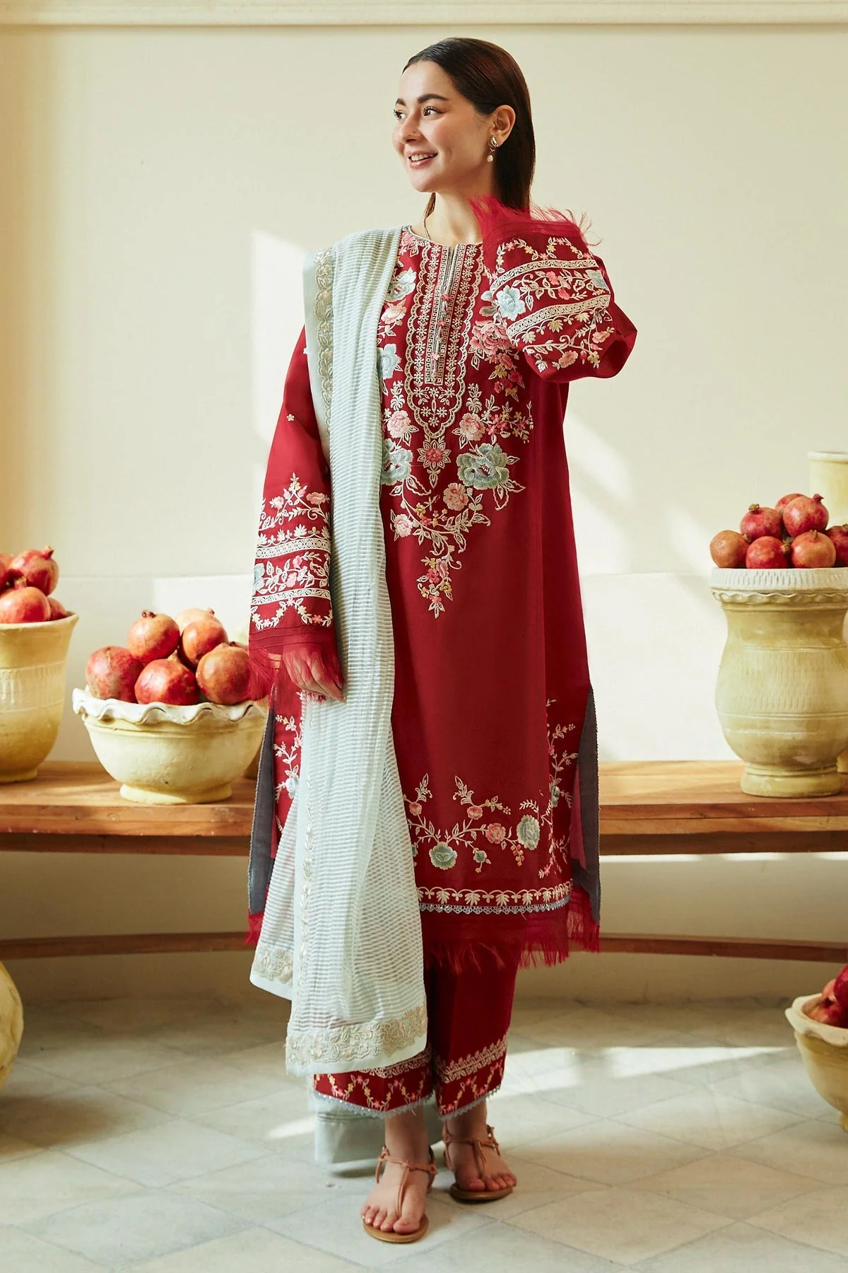 ZARA SHAH JAHAN - 3PC LAWN EMBROIDERED SHIRT WITH EMBROIDERED DUPATTA AND TROUSER - JANAAN - Image 4
