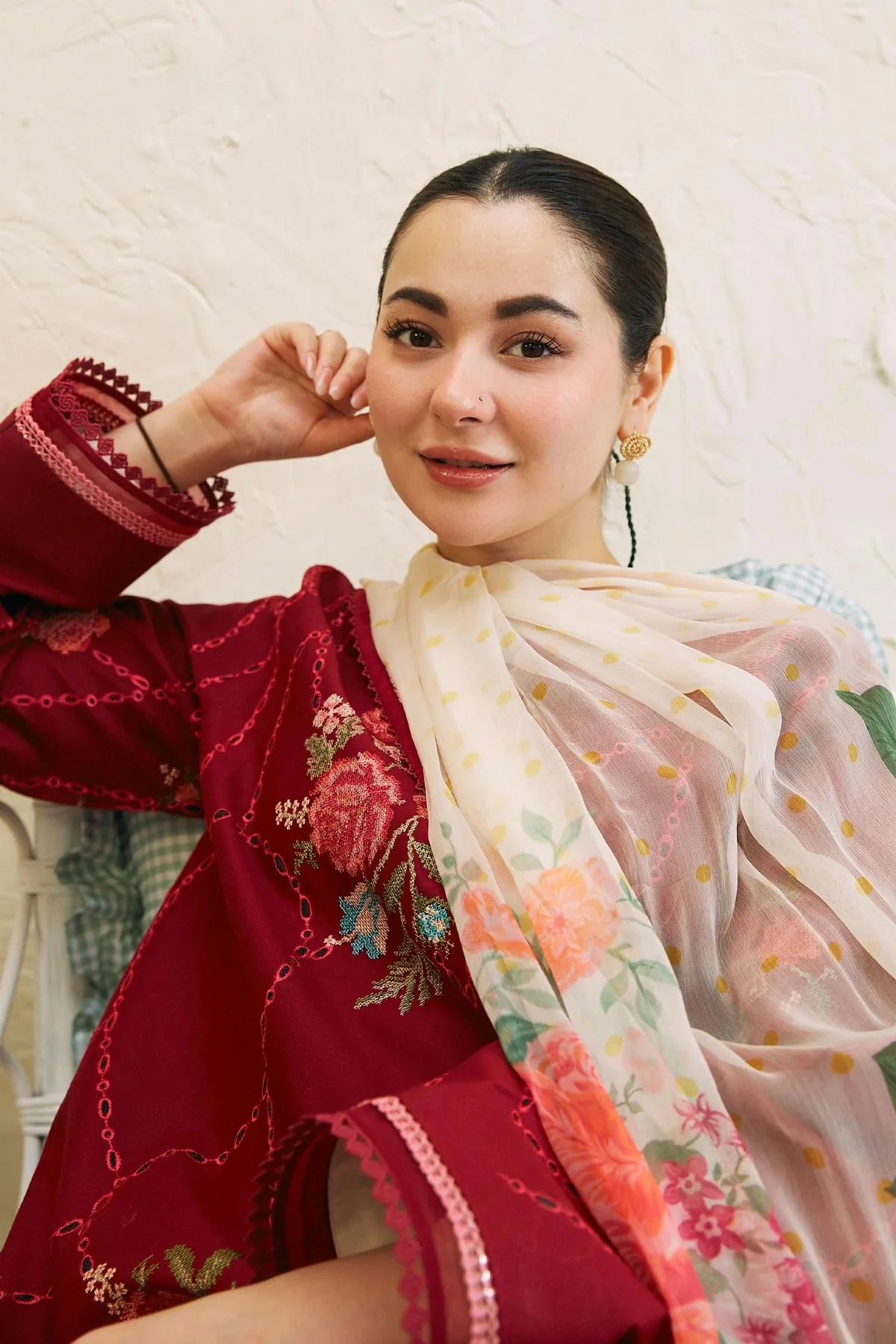 ZARA SHAH JAHAN - 3PC LAWN EMBROIDERED SHIRT WITH MANAAR PRINTED DUPATTA AND TROUSER - KPR1613 - Image 6