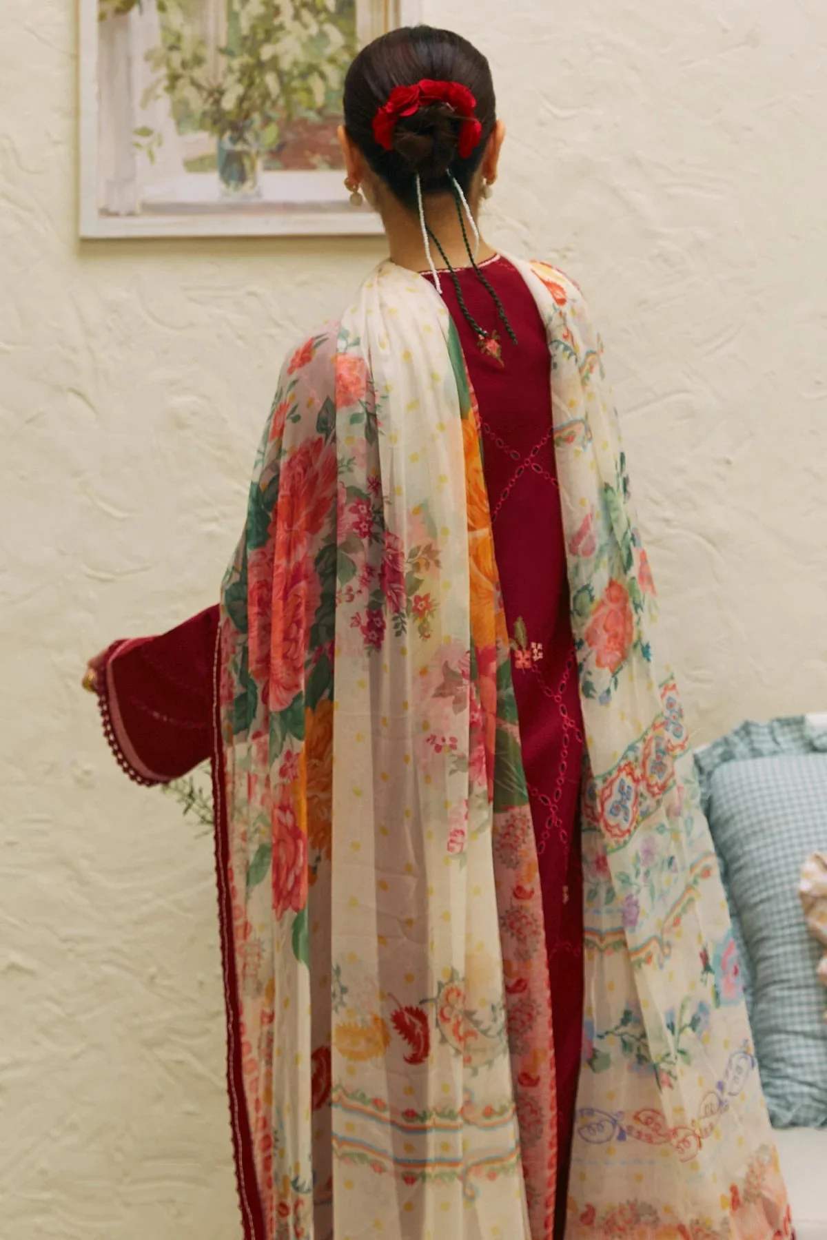 ZARA SHAH JAHAN - 3PC LAWN EMBROIDERED SHIRT WITH MANAAR PRINTED DUPATTA AND TROUSER - KPR1613 - Image 7