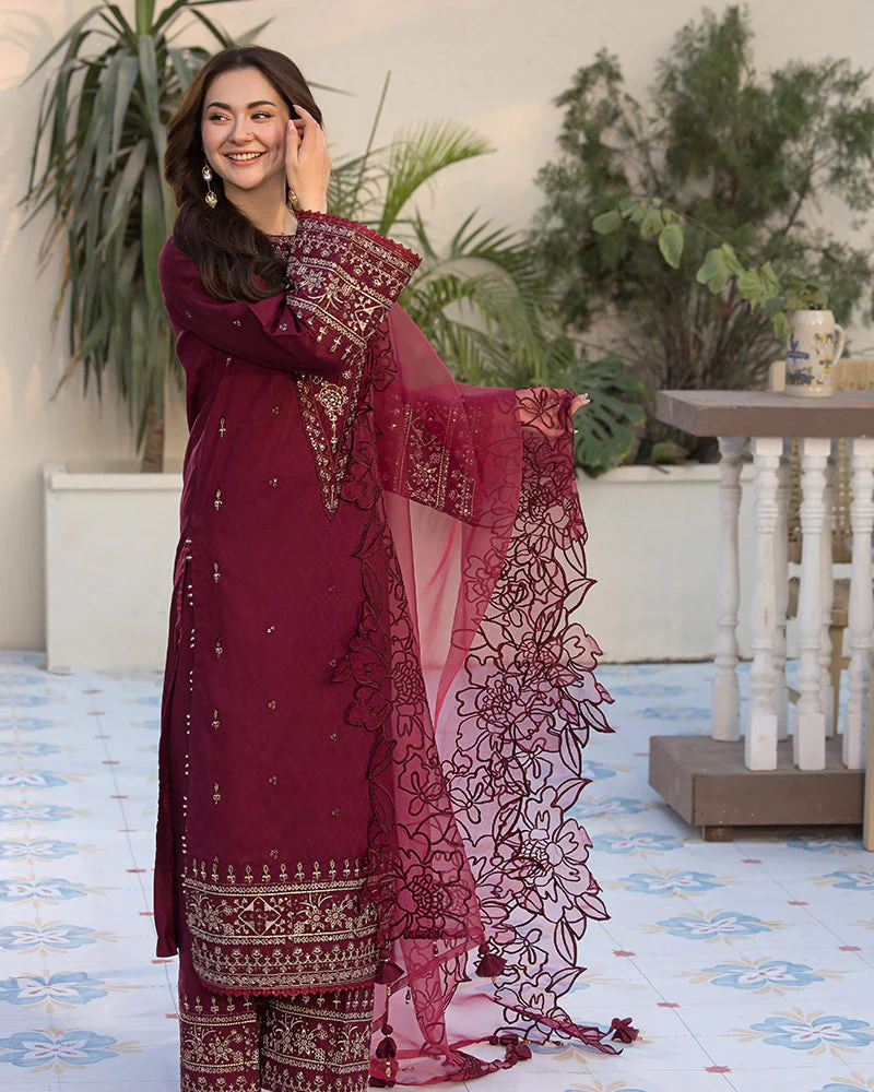 ZARA SHAHJAHAN- 3PC LAWN EMBROIDERED SHIRT WITH CHIFFON EMBROIDERED DUPATTA AND COTTON TROUSER - AL-997 - Image 9