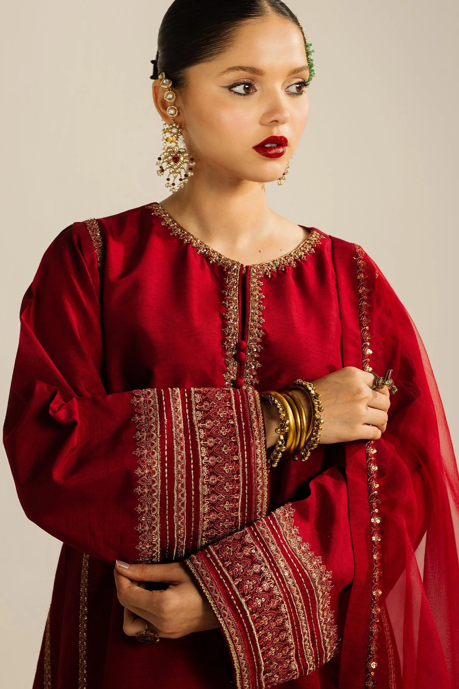 Zara Shahjahan Embroidered Luxury Lawn Unstitched 3Pc Wedding Formals | ZC-4001 - Image 2