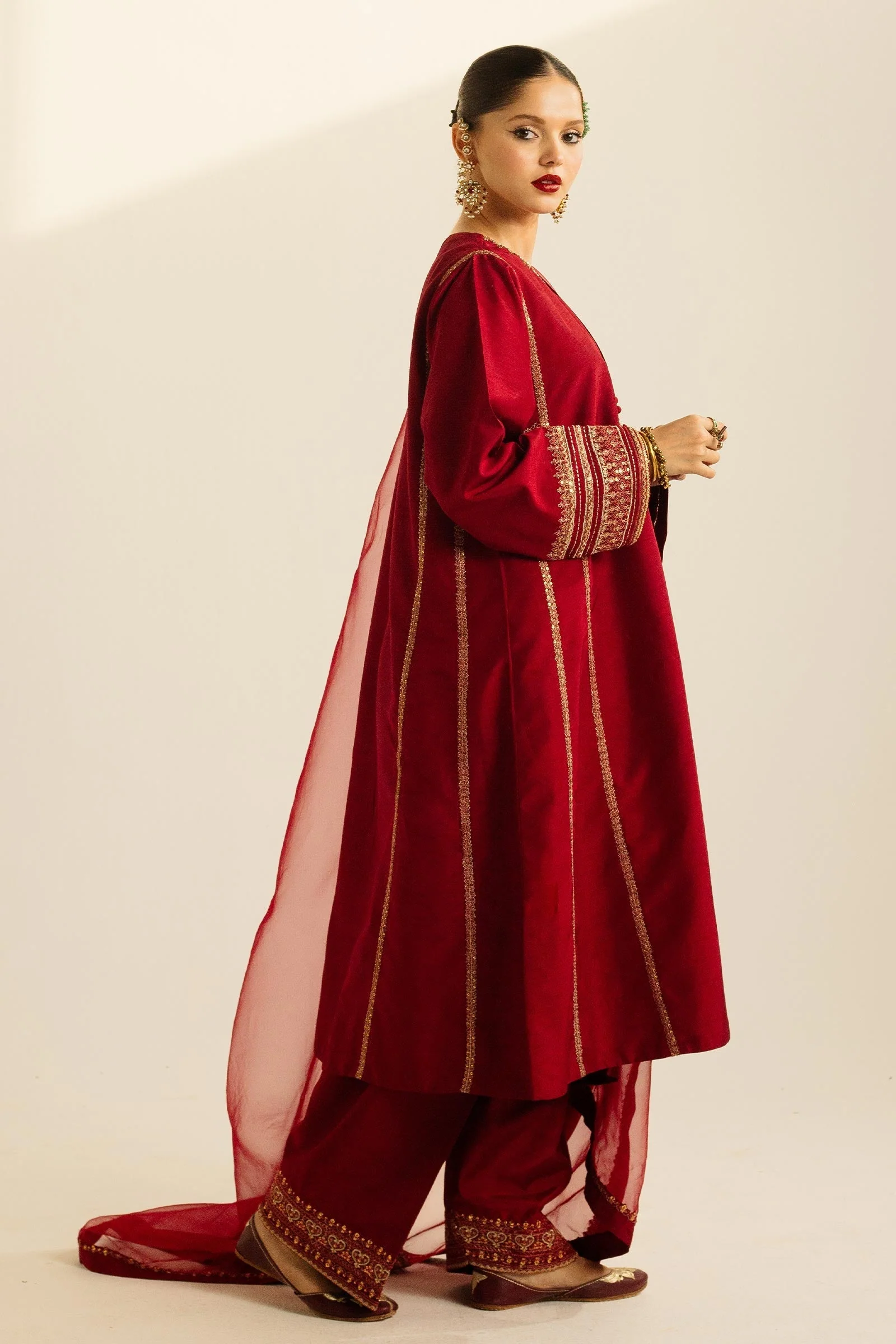 Zara Shahjahan Embroidered Luxury Lawn Unstitched 3Pc Wedding Formals | ZC-4001 - Image 5