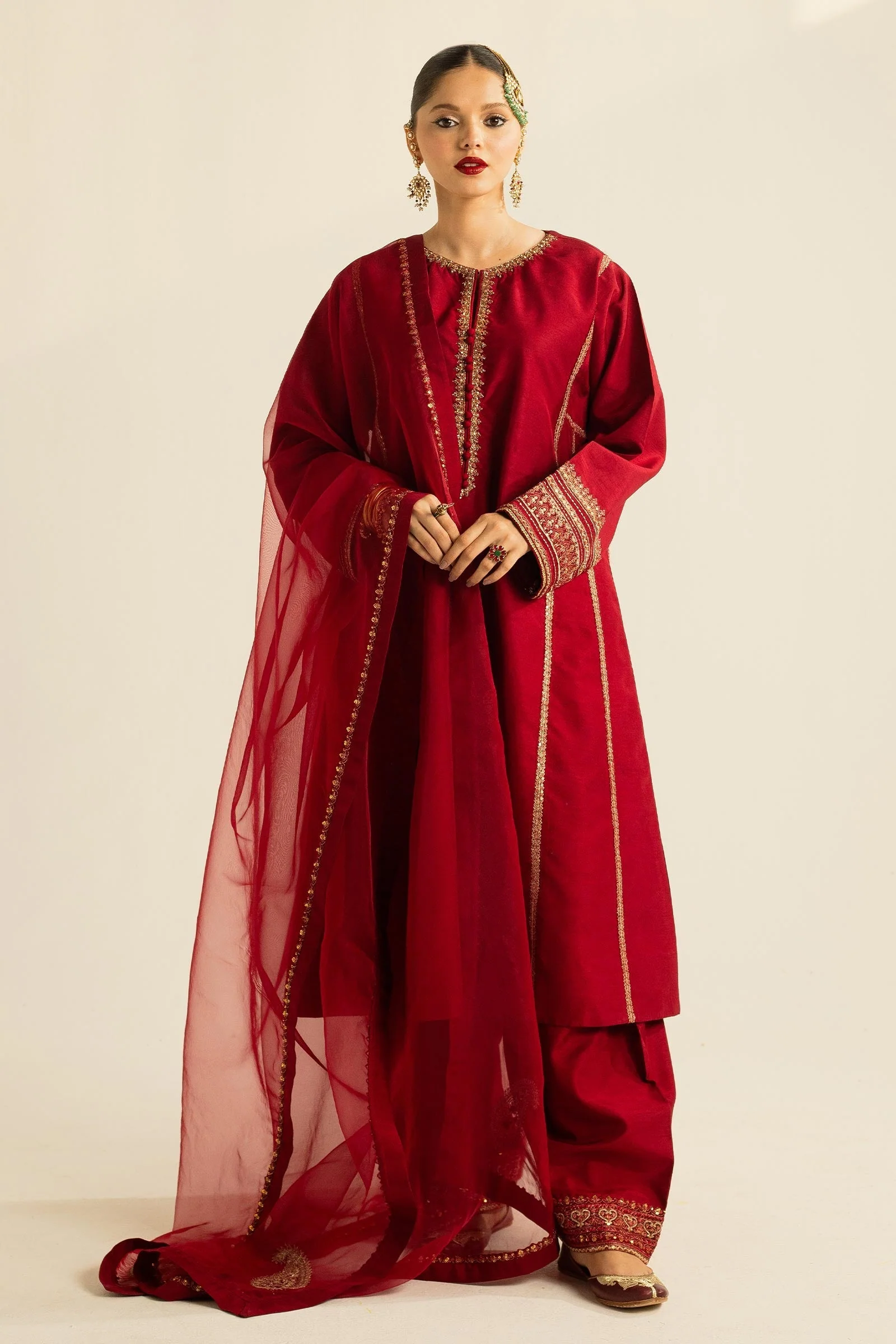 Zara Shahjahan Embroidered Luxury Lawn Unstitched 3Pc Wedding Formals | ZC-4001 - Image 6