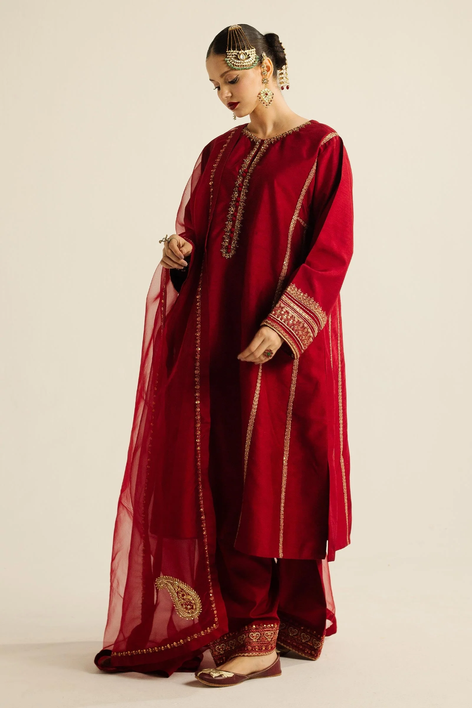 Zara Shahjahan Embroidered Luxury Lawn Unstitched 3Pc Wedding Formals | ZC-4001 - Image 7