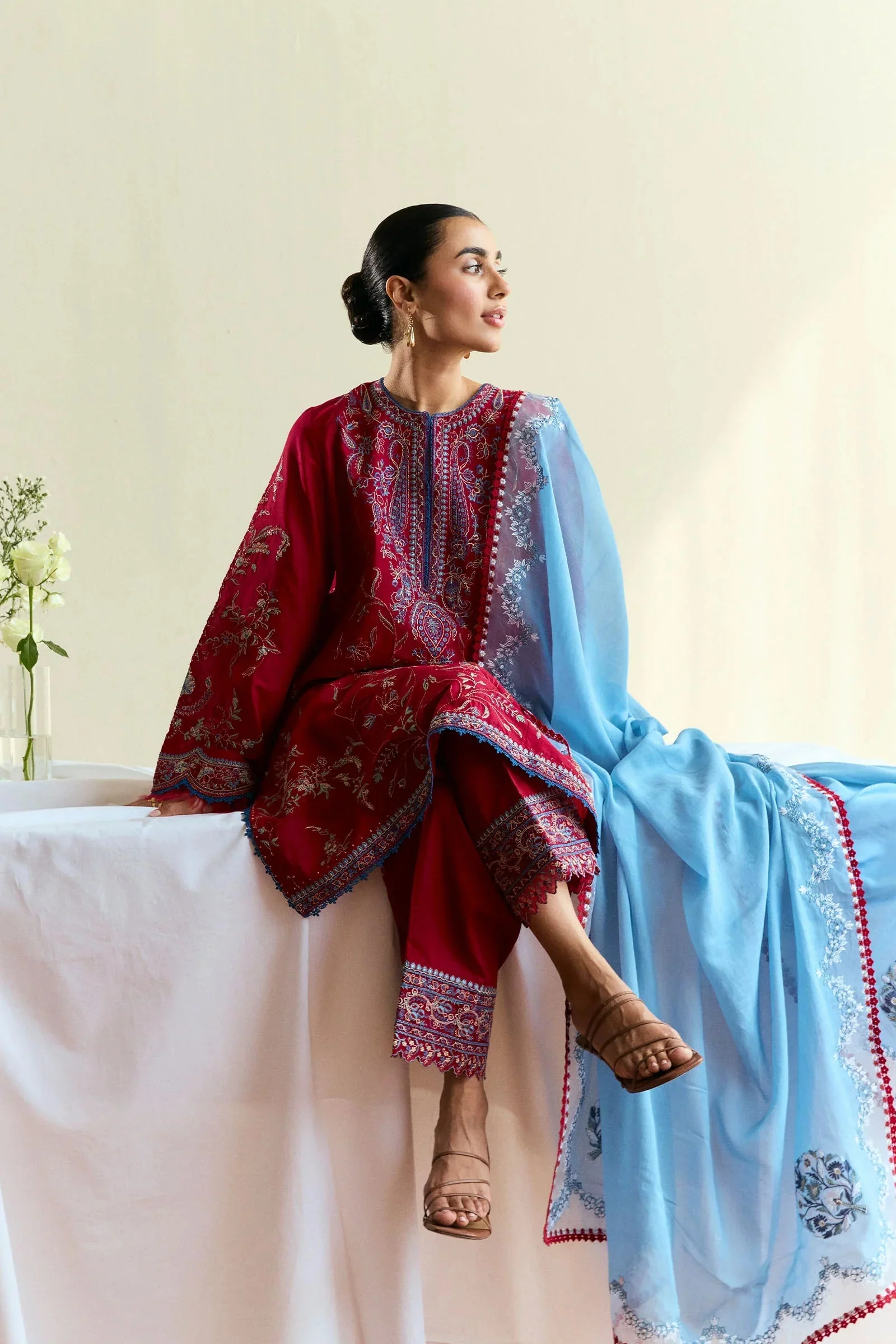ZARA SHAJAHAN - 3PC LAWN EMBROIDERED SHIRT WITH EMBROIDEREDDUPATTA AND TROUSER -KPR2311 - Image 3