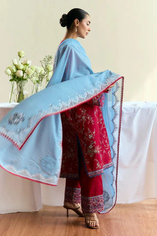 ZARA SHAJAHAN - 3PC LAWN EMBROIDERED SHIRT WITH EMBROIDEREDDUPATTA AND TROUSER -KPR2311 - Image 4