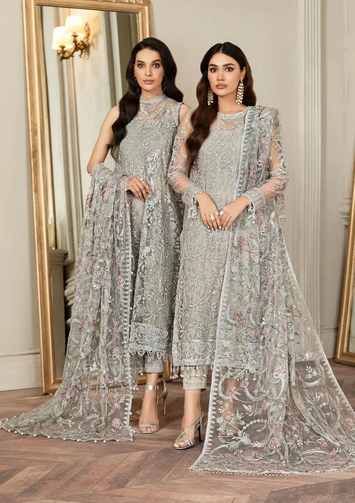 Zarif Silver Formal Net Collection - GRACE